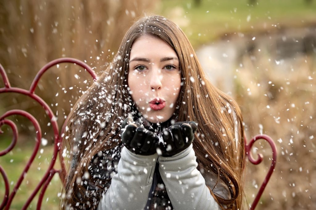 senior girl in snow