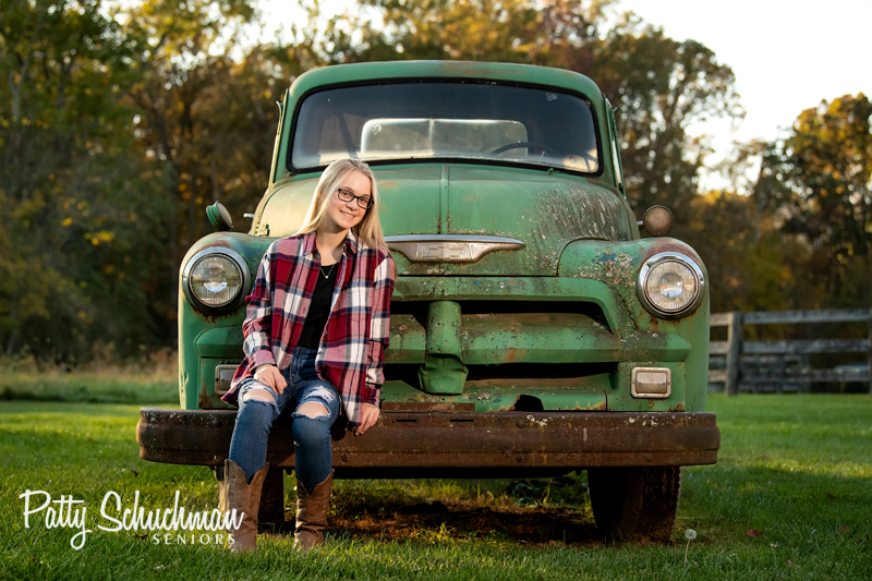 Senior pictures with vintage truck